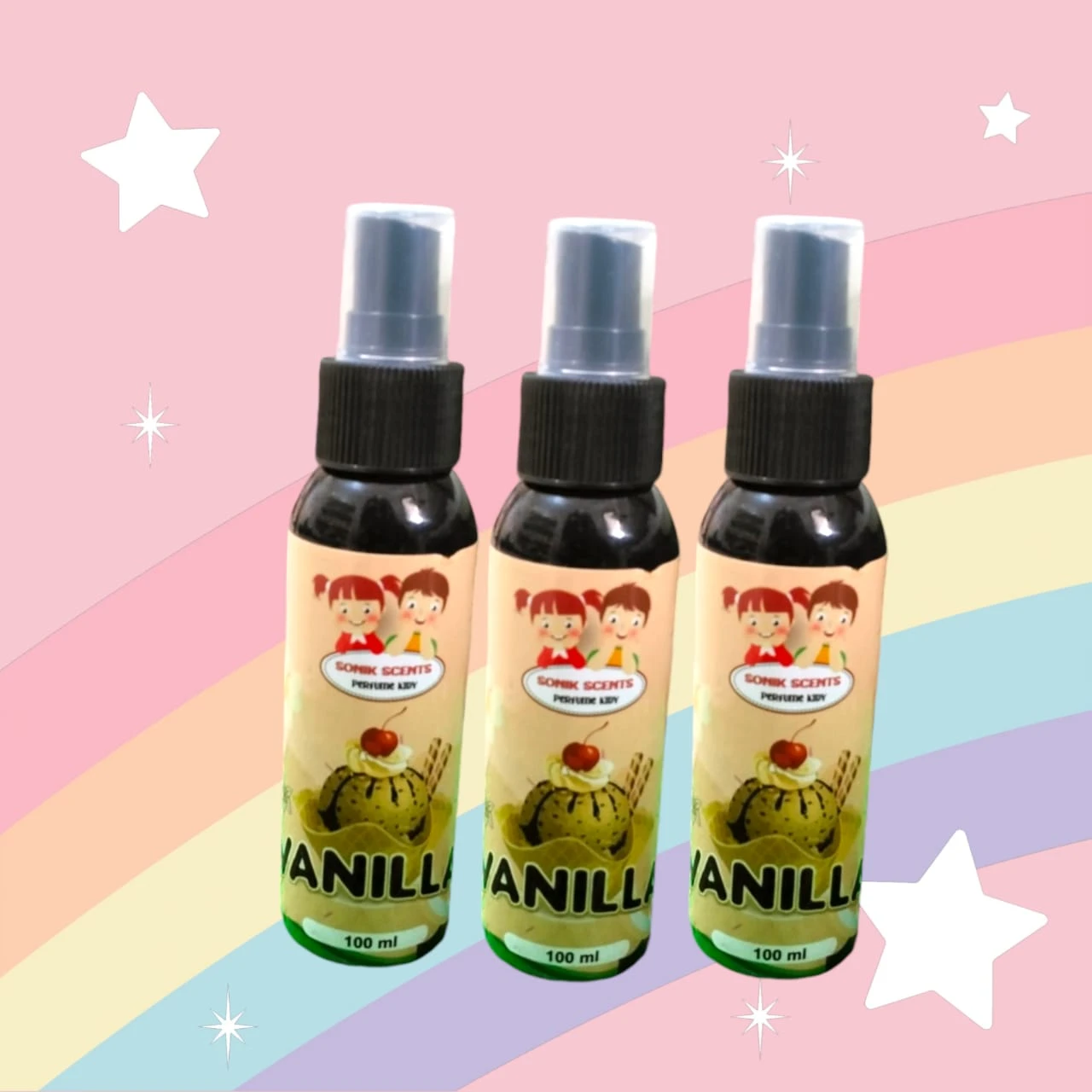 paket hemat 4 pcs parfum kidy sonik scents vanilla non alkohol BPOM 100ml