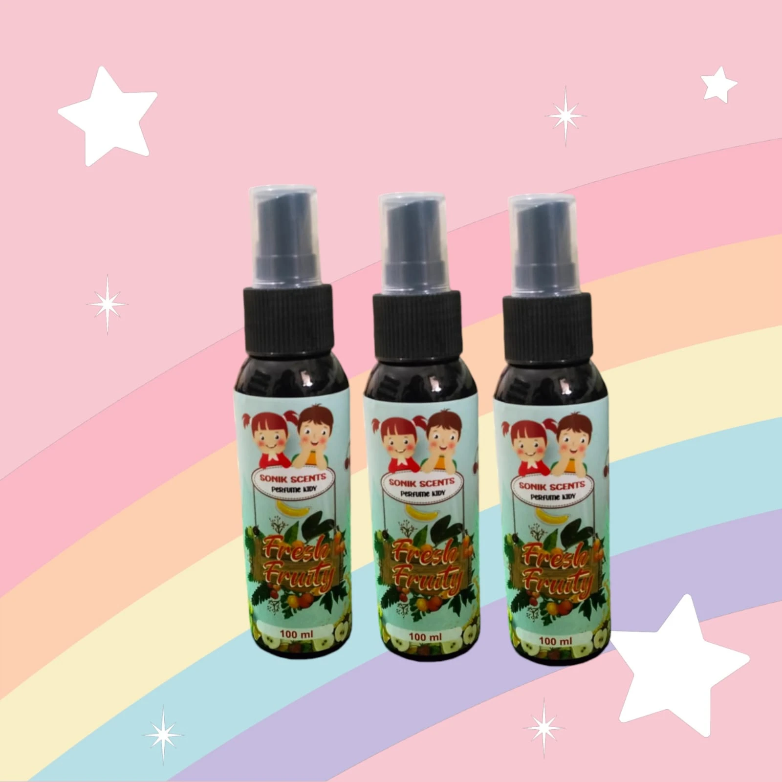 paket hemat 4 pcs parfum kidy sonik scents fresh fruity non alkohol BPOM 100ml