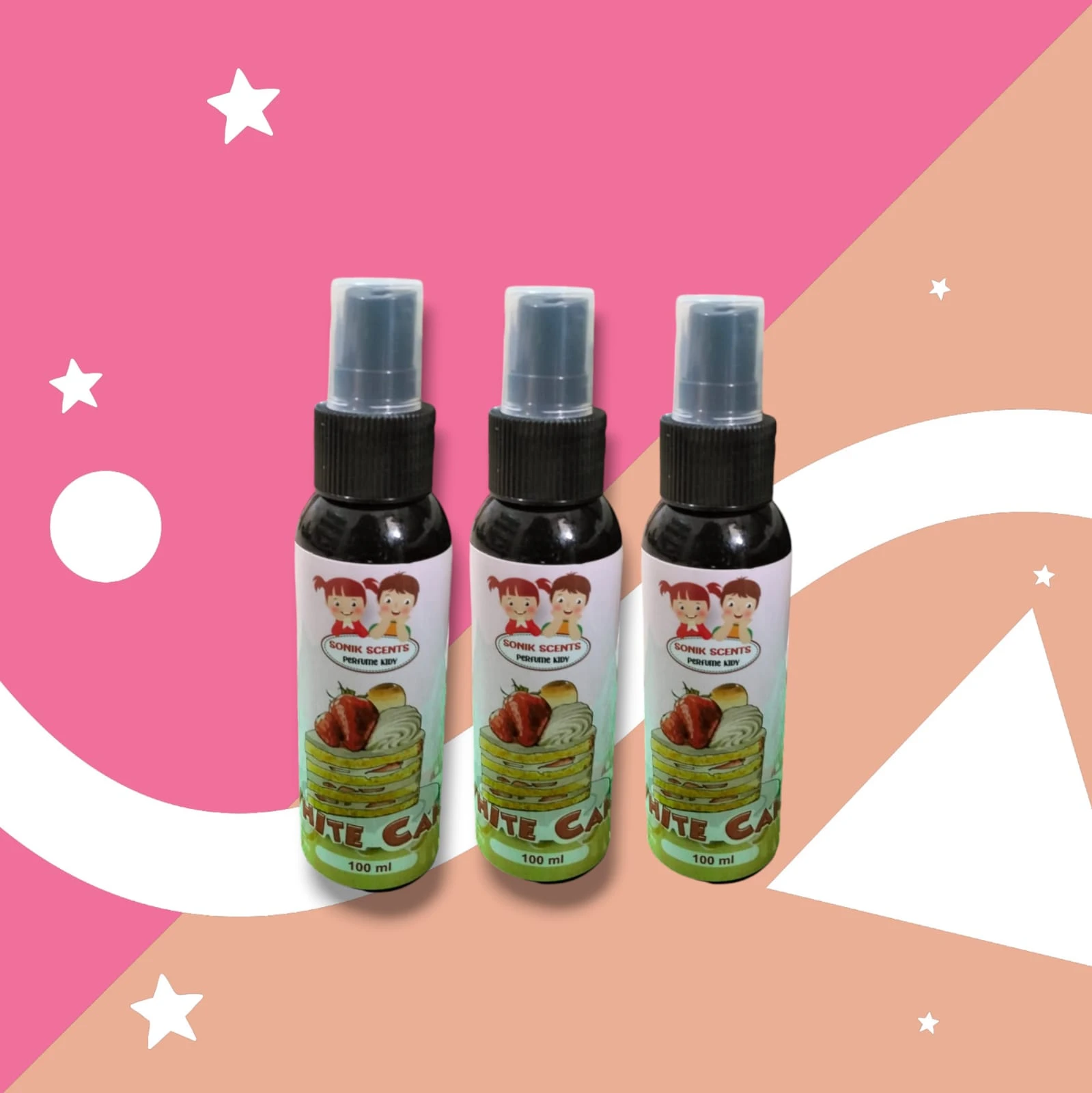 paket hemat 2 pcs parfum kidy sonik scents white cake non alkohol BPOM 100ml